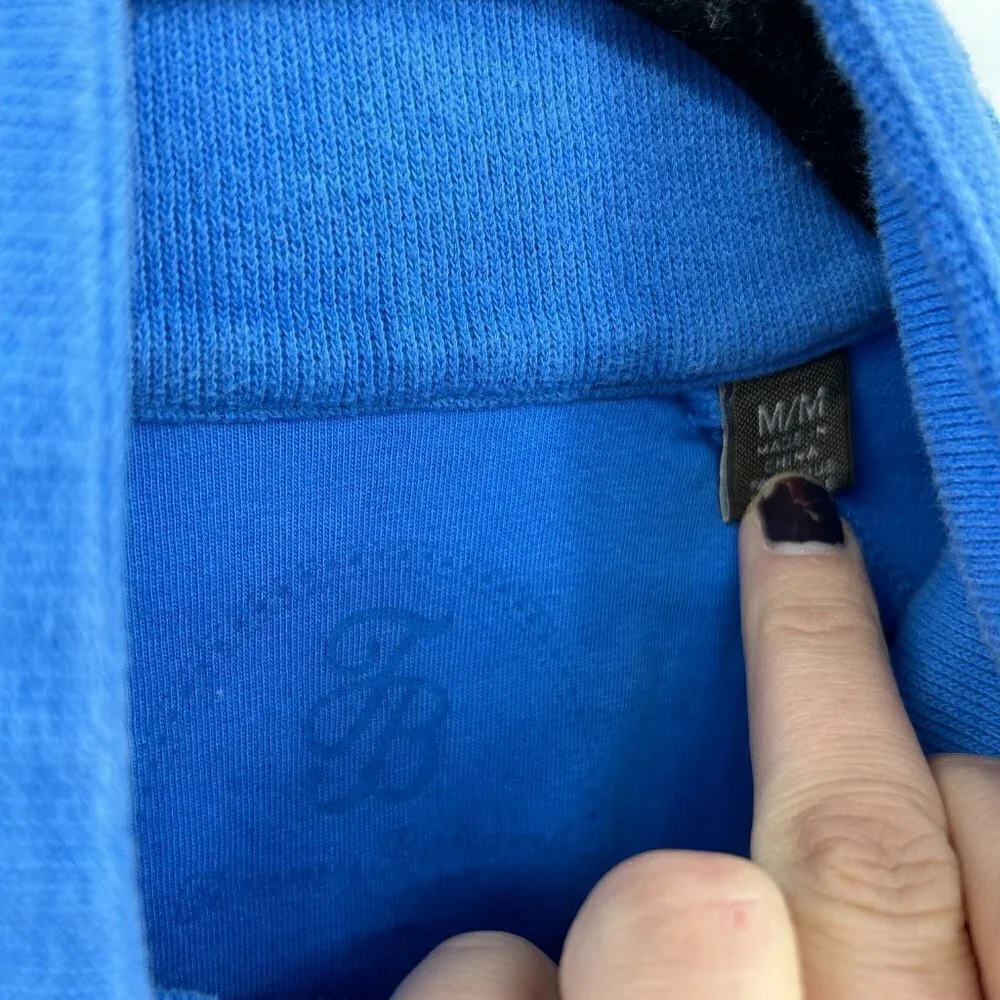 TOMMY BAHAMA *FLAWED* Men's Blue Ribbed Half Zip Pullover Sweater Size Medium